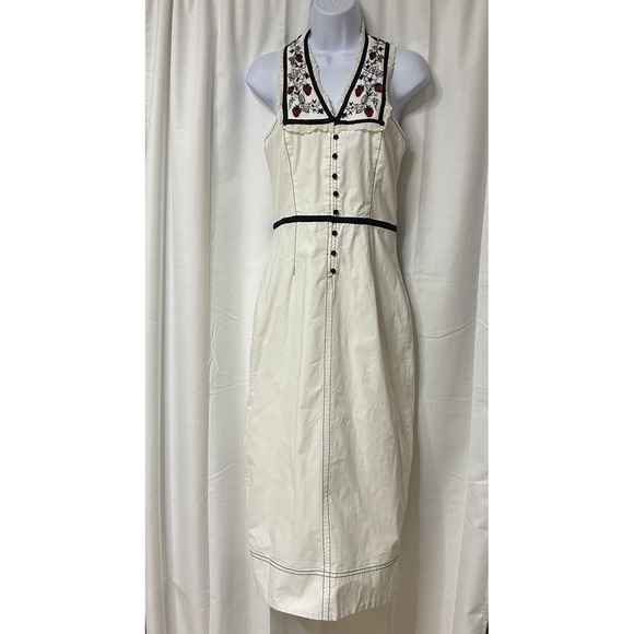 Maeve Dresses & Skirts - Maeve x Anthropologie Retro Strawberry White Midi Halter Dress, Size 6
